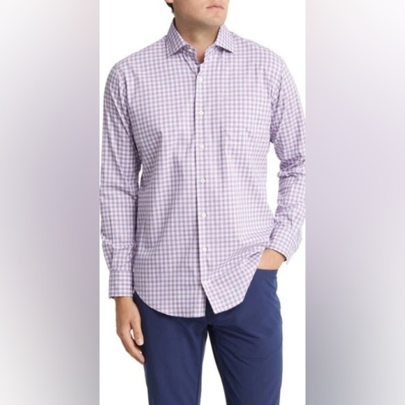 Ministry of Supply Lavender Grid Dress Shirt Small - Picture 1 of 7